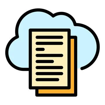 Document data cloud icon color outline vector 스톡 일러스트