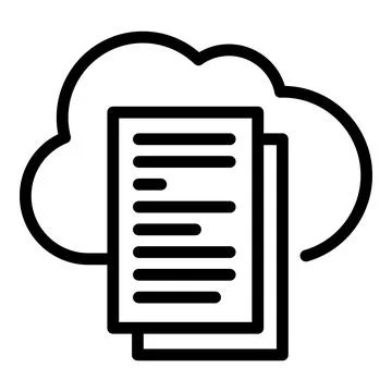 Document data cloud icon, outline style Illustrazione stock