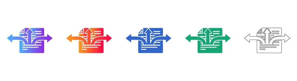 Document Data Distribution Icon Set Stock Illustration