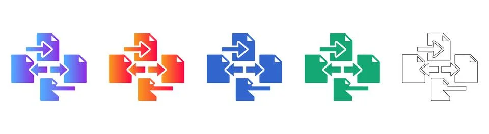 Document Data Exchange Icons 스톡 일러스트