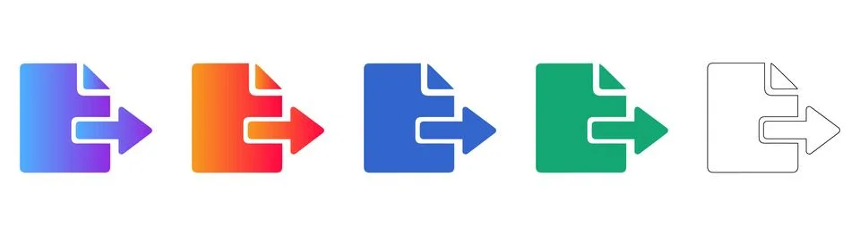 Document Data Export Icons 스톡 일러스트