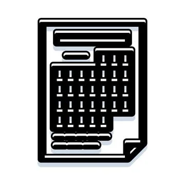 Document with data grid and information lines Stock Illustration