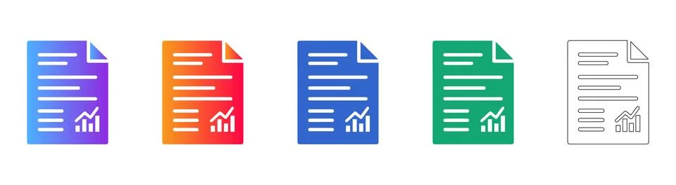 Document Data Report Icon Set 스톡 일러스트