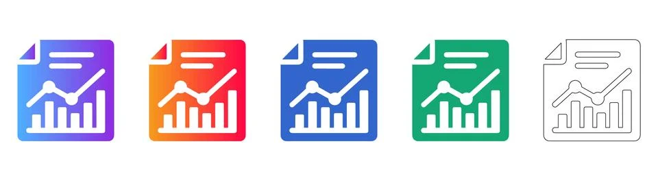 Document Data Report Icon Set Stock Illustration