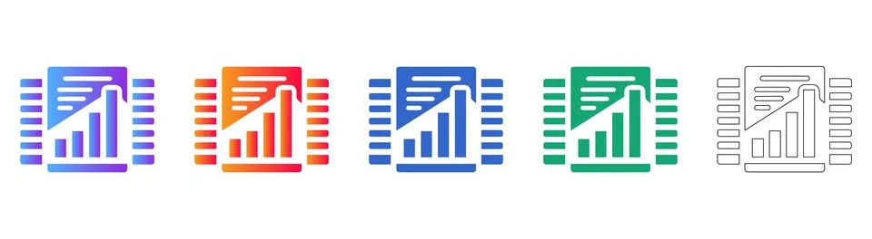 Document Data Report Icons Stock Illustration