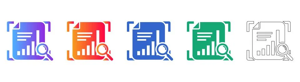 Document Data Research Icons Stock Illustration
