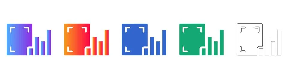 Document Data Scanning Icon Set Stock Illustration