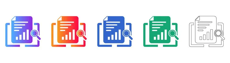 Document Data Search and Audit Icons Stock Illustration