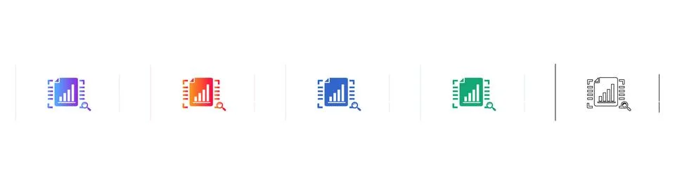 Document Data Search Icons Set Stock Illustration