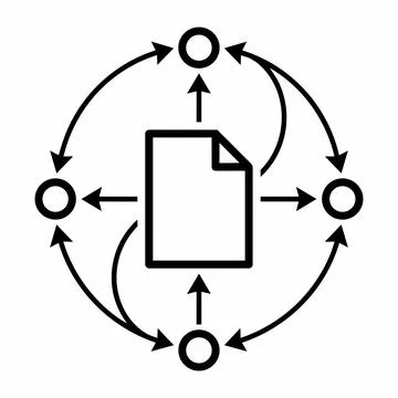 Document data sharing concept icon with circular arrows 8K ultra quality Stock Illustration