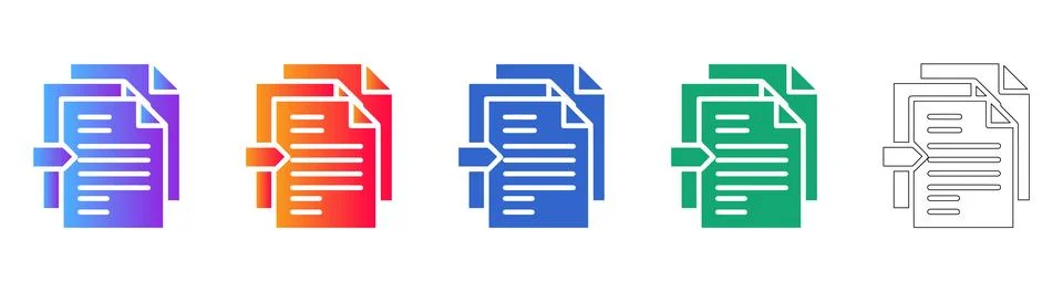 Document Data Transfer and Migration Flat Icons Set 스톡 일러스트