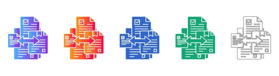 Document Data Transfer and Sync Icons 스톡 일러스트
