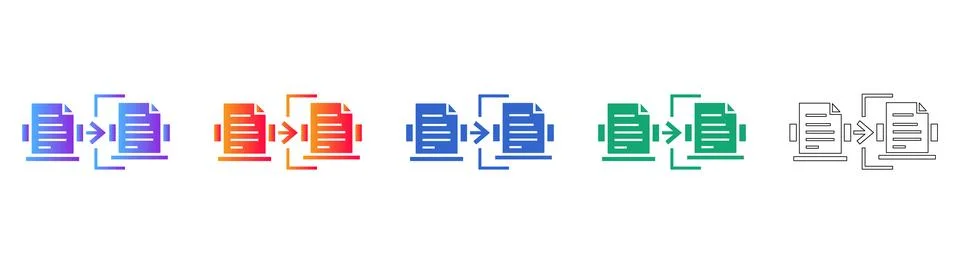 Document Data Transfer Icon Set Stockillustratie