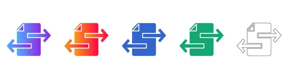 Document Data Transfer Icons Set Stock Illustration