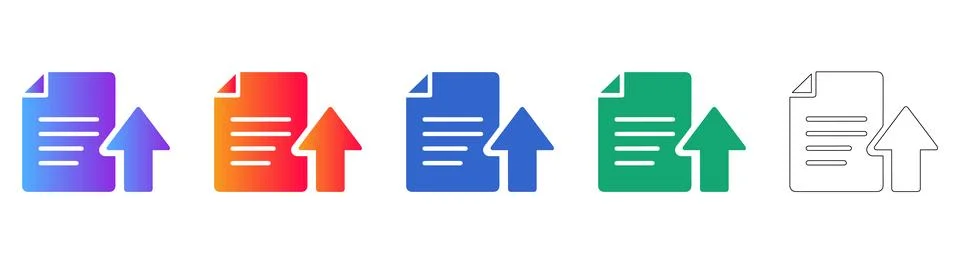 Document Data Upload Progress Icons Stock Illustration