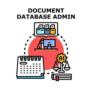 Document database admin managing information and data 스톡 일러스트