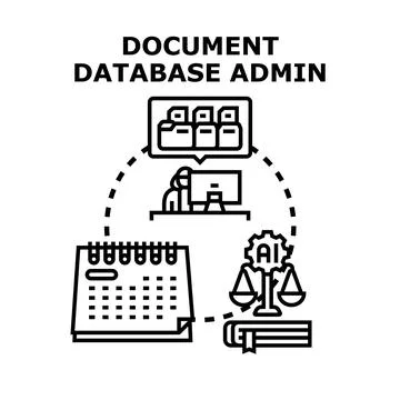 Document database admin managing information and data Illustrazione stock