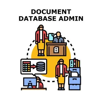 Document database administration managing information workflow concept Stock Illustration