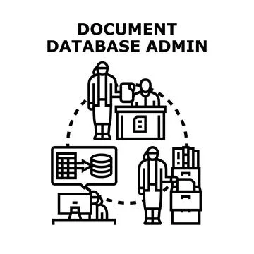 Document database administration managing information workflow concept Stock Illustration