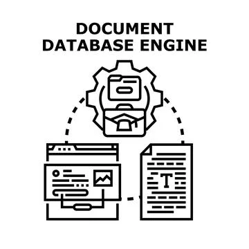 Document database engine processing and managing digital information 库存插图