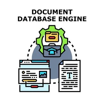 Document database engine processing and managing digital information 库存插图