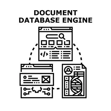 Document database engine processing data for web application Stock Illustration