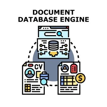 Document database engine processing information management system Stockillustratie