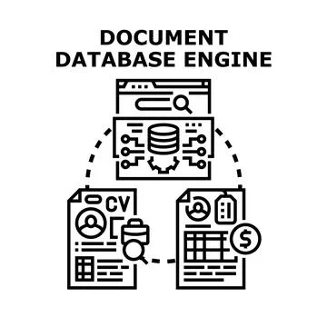 Document database engine processing information management system Illustrazione stock