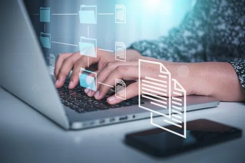 Document Database Management Storage on Digital Cloud Computing Network Syste Stock Photos