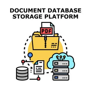 Document database storage platform concept illustration Stock Illustration