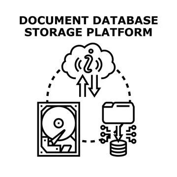 Document database storage platform concept illustration Stock Illustration