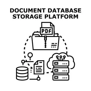 Document database storage platform concept illustration Stock Illustration