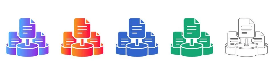Document Database Structure Icons 스톡 일러스트