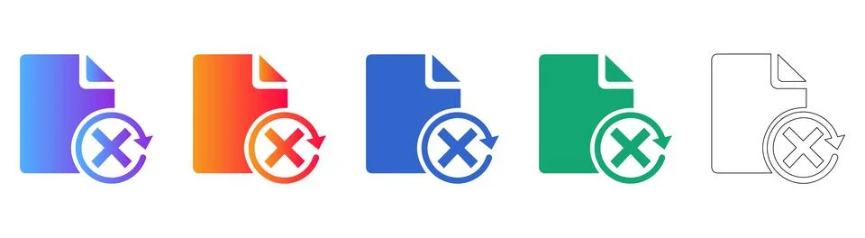 Document Deletion and Reset Icons Stock Illustration