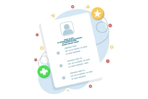 Document design concept, Profile, flat cartoon style of user or profile. Stock Illustration