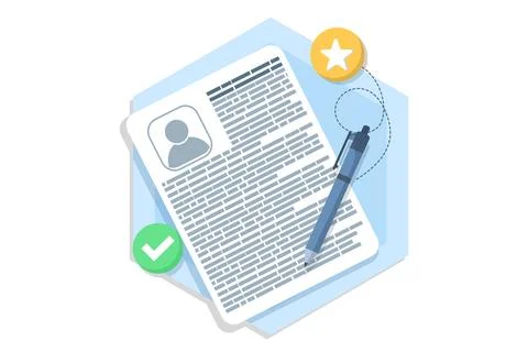 Document design concept, Profile, flat cartoon style of user or profile. Stock Illustration