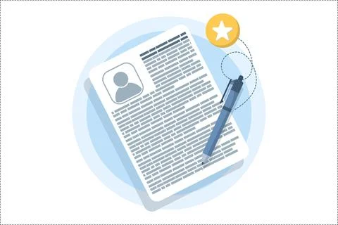 Document design concept, Profile, flat cartoon style of user or profile. Stock Illustration