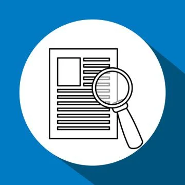 Document design. lupe icon. Isolated illustration , vector Illustrazione stock
