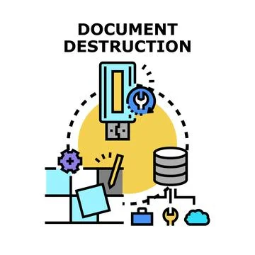 Document destruction process for secure data erasing Illustrazione stock