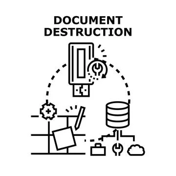 Document destruction process for secure data erasing Stock Illustration