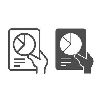Document with diagram in hand line and solid icon, Diet concept, medicine chart 스톡 일러스트