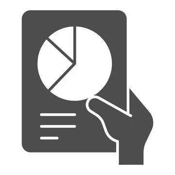 Document with diagram in hand solid icon, Diet concept, medicine chart sign on Illustrazione stock