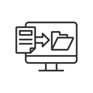 Document digitization, icon in line design. Document, digitization, scanning Stock Illustration