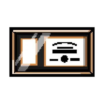 Document diploma pixel art vector illustration Stock Illustration