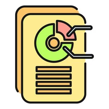 Document displaying a pie chart with data and information lines Stock Illustration