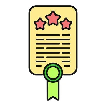 Document displaying three stars and a ribbon seal Illustrazione stock