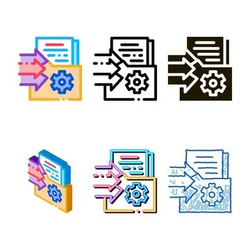 Document diversity adding in folder icon vector outline Illustrazione stock