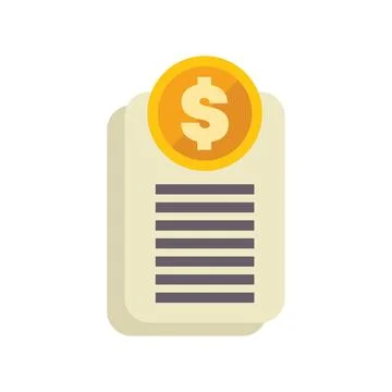 Document with dollar coin representing financial report icon Stock Illustration