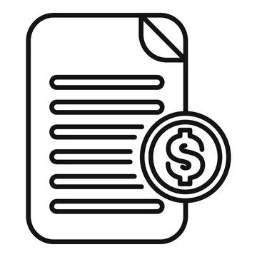 Document with dollar coin representing financial report or invoice Illustrazione stock