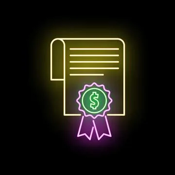 Document with dollar sign currency symbol and ribbon badge Stock Illustration